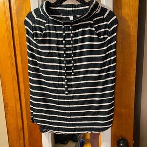 Chic Striped Green and White Midi Skirt